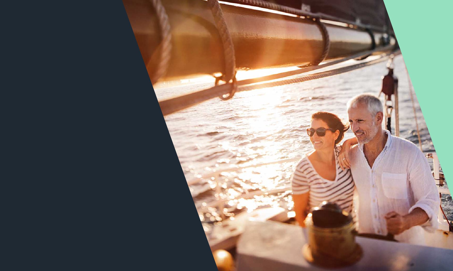 Couple sailing on a boat